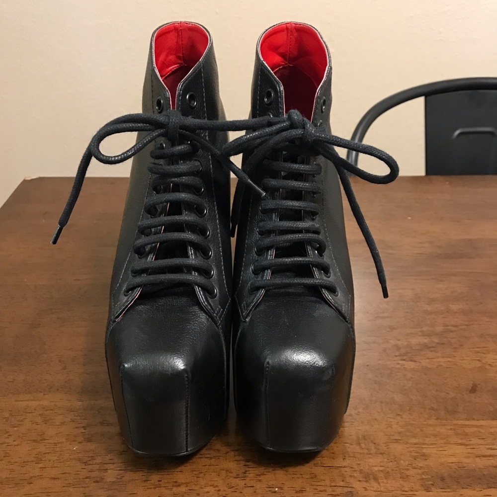 Kat Von D Black and Red Heeled Boots - Picture 2 of 11